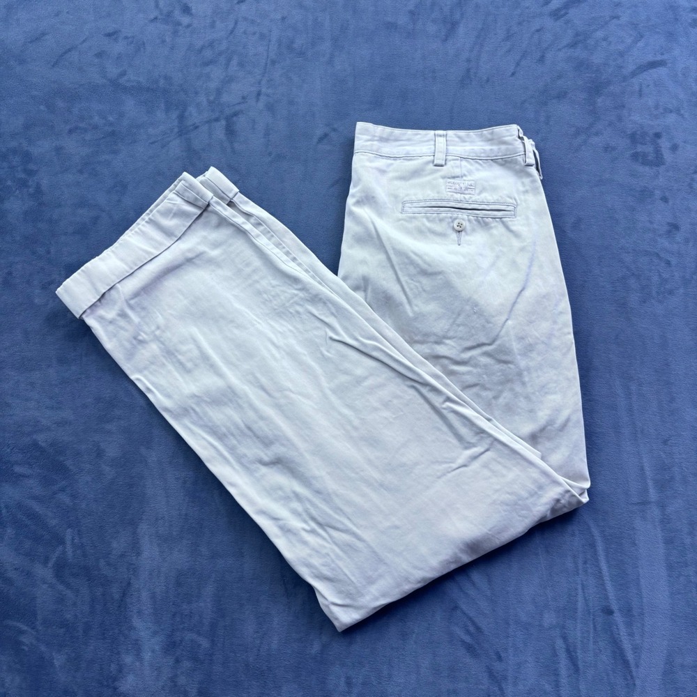 Polo Ralph Lauren Andrew Pant Mens 35x30 Khaki Tan Pleated Cuffed Cotton Chinos